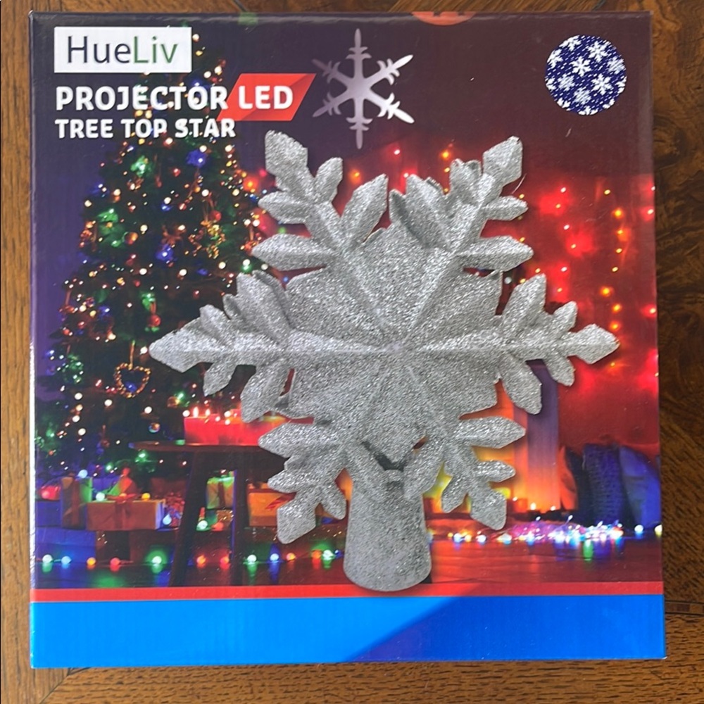 Hueliv Silver Projector LED Tree Top Star